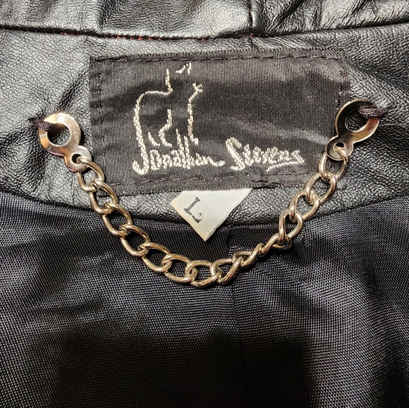 Jonathan Stevens Vintage Cropped Red Wool and  Leather Jacket, Size L - Picture 3 of 13